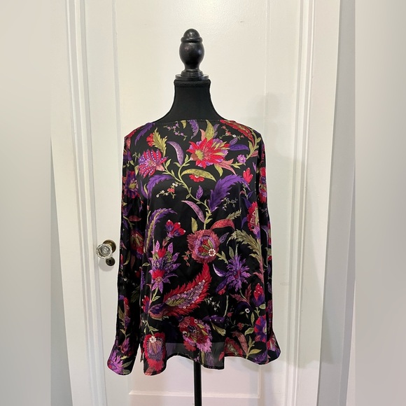 Lauren Ralph Lauren Tops - Ralph Lauren Floral Long Sleeve Semi- Sheer Blouse - Size Large